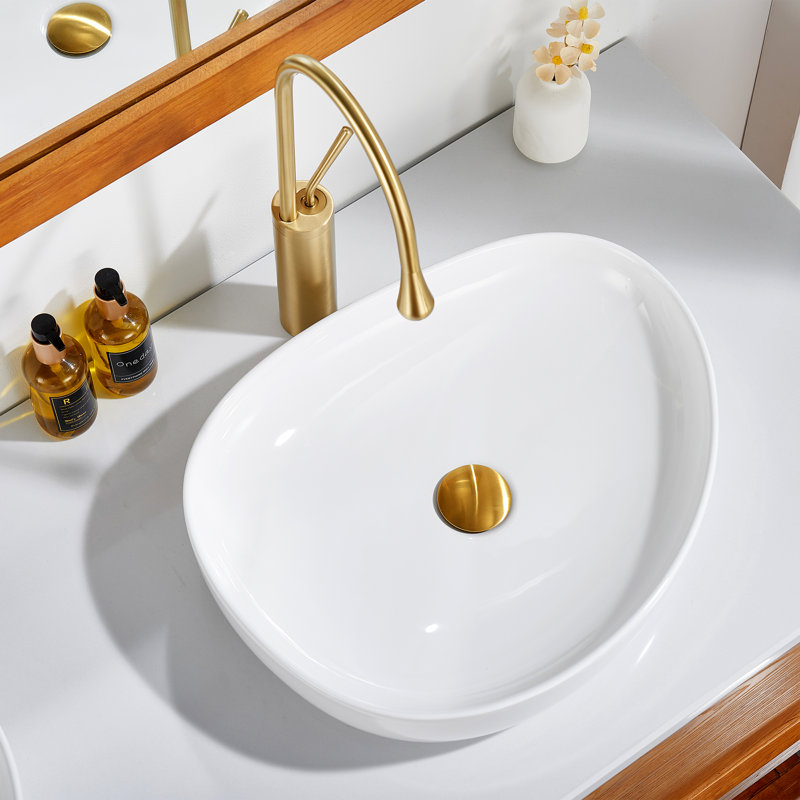 Modern 20 in. Bathroom Ceramic Vessel Sink Art Basin, Matte White