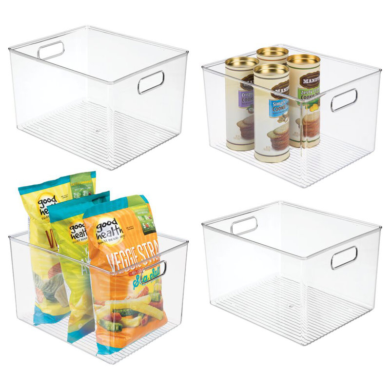 Plastic Storage Bins with Handles for Household Storage and Organization - Ideal for Kitchen, Bathroom, or Home Office