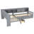 L-Shaped Twin Platform Bed with Trundle, Solid Wood Storage Bed with Drawers & Shelves, No Box Spring, Grey-1757154592