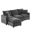 Canapé modulaire 84 * 57 ", canapé modulaire en chenille 4 places avec 2 coussins, structure en bois massif, coussins en mousse haute librement combinables, pour bureau, coussins, meubles intérieurs noirs et gris