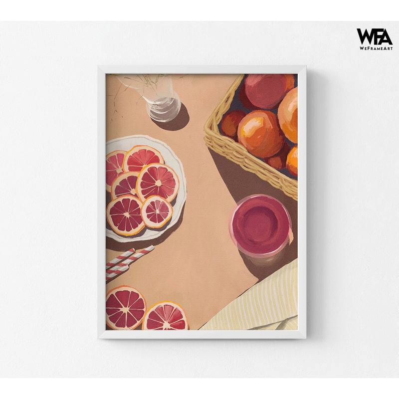 Sweet Nectar By Urban Road, Pink Grapefruit Art, Organic Fruity Kitchen Decor, Dietitian Office Wall Decor, Original Grapefruit Poster