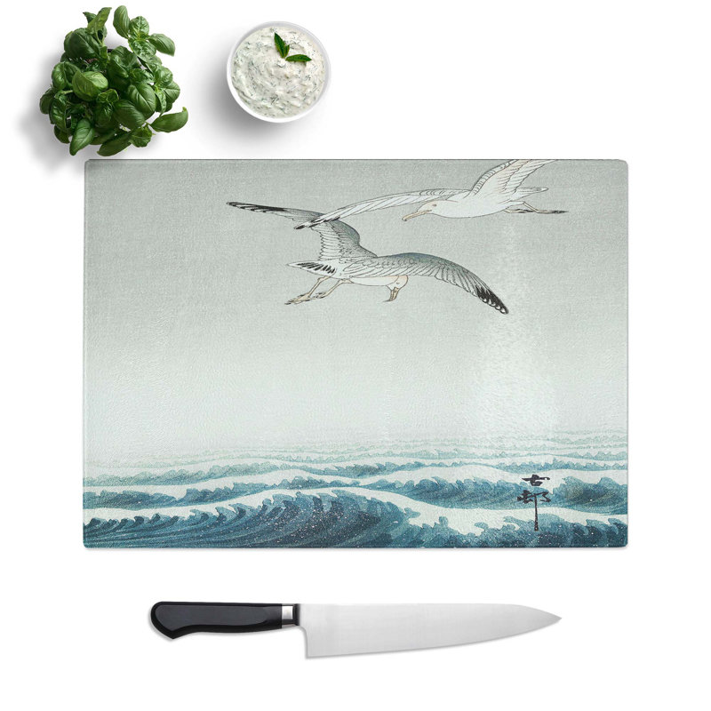 Tempered Glass Three Seagulls by Ohara Koson Chopping Board, 28.5 cm W x 20 cm L