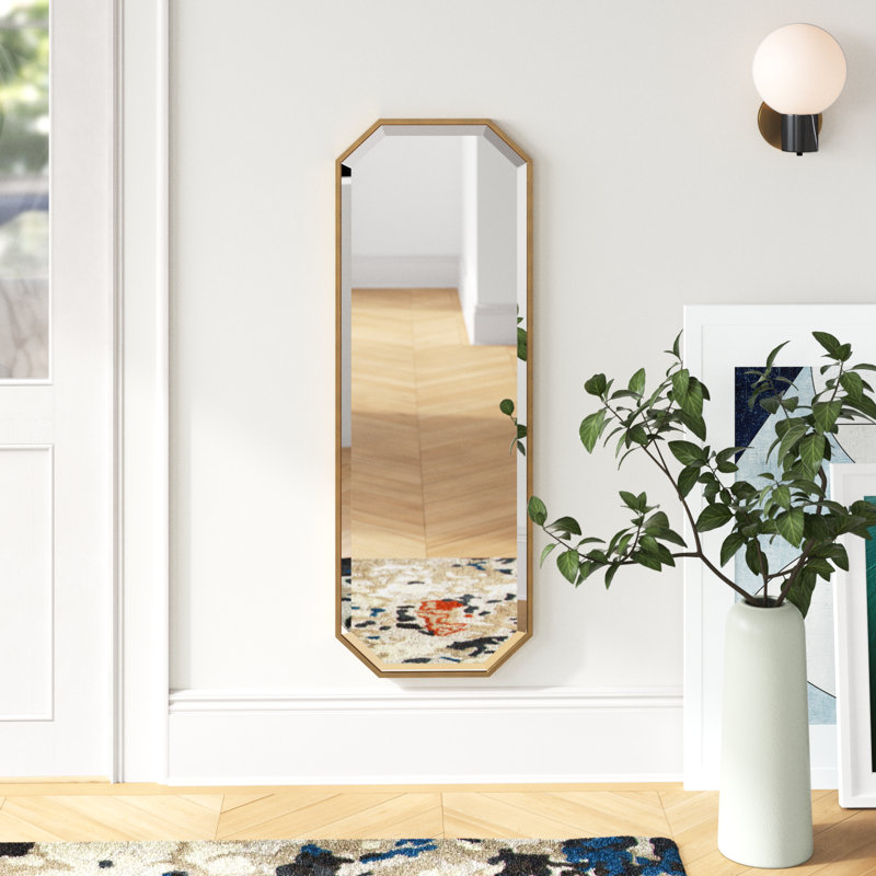 Logsdon Engineered Wood Flat Mirror, Gold, 48" x 17"