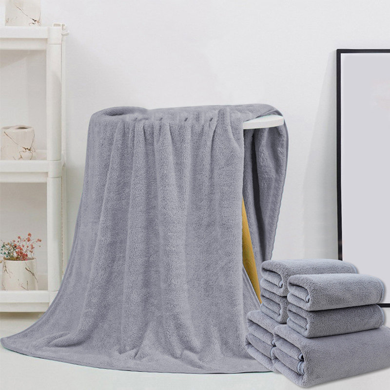 Bath Towels Set of 6 Pieces - Highly Absorbent Towels for Bathroom, 2 Bath Towels, 4 Hand Towels, Gray