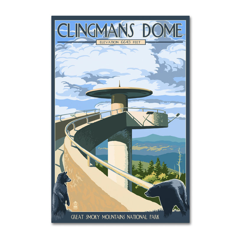 Publicité rétro sur toile Kadey «Clingmans Dome», H 19 po x l 12 po x P 2 po