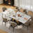 Hugette 79'' Rectangular Dining Table for 6-8 People, Modern Kitchen Table with Sintered Stone Tabletop and Gold X- Shape Metal Base for Home Dining Room, Restaurant, White and Gold-231456981