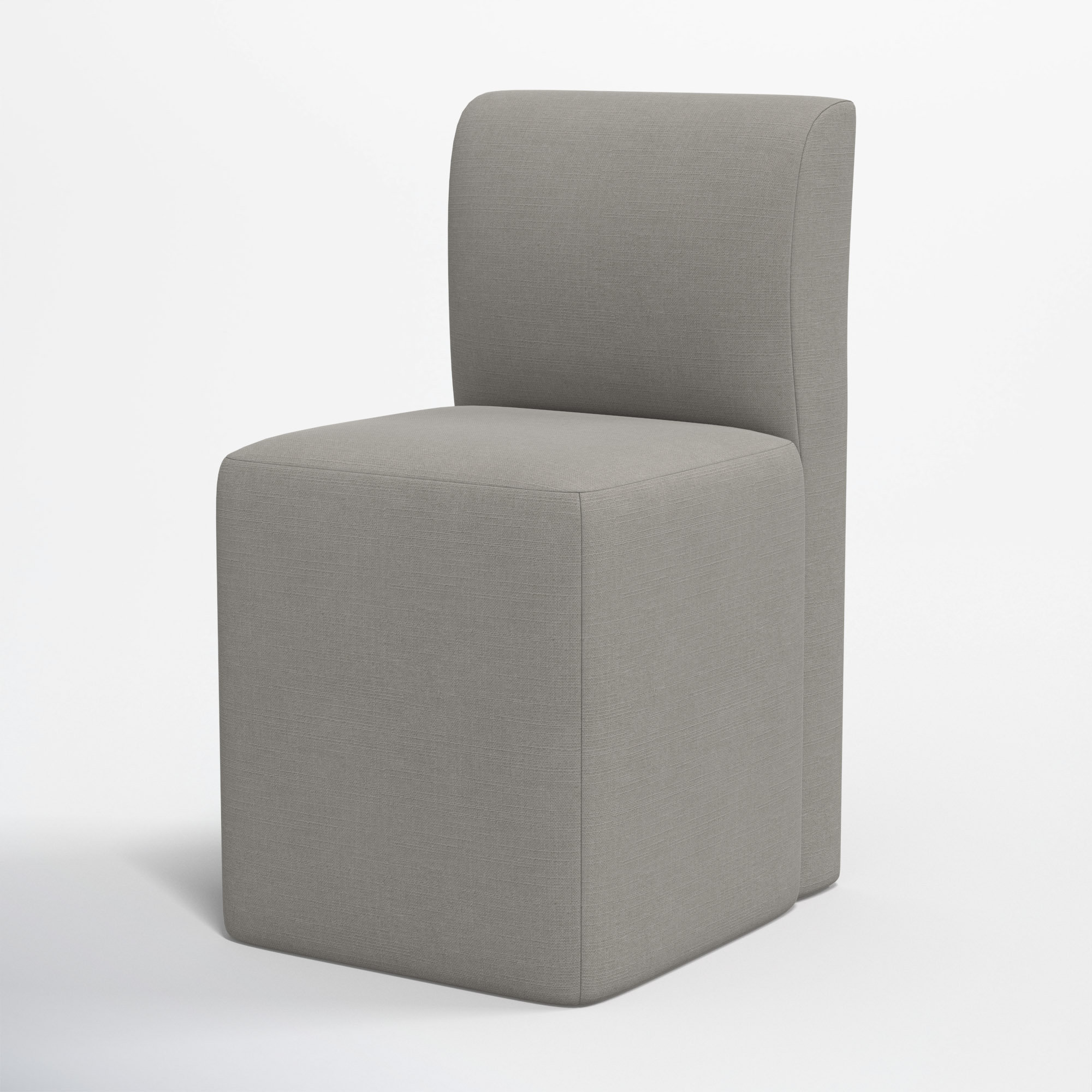 Mendy Upholstered Dining Chair with Casters, Classic Grey Linen