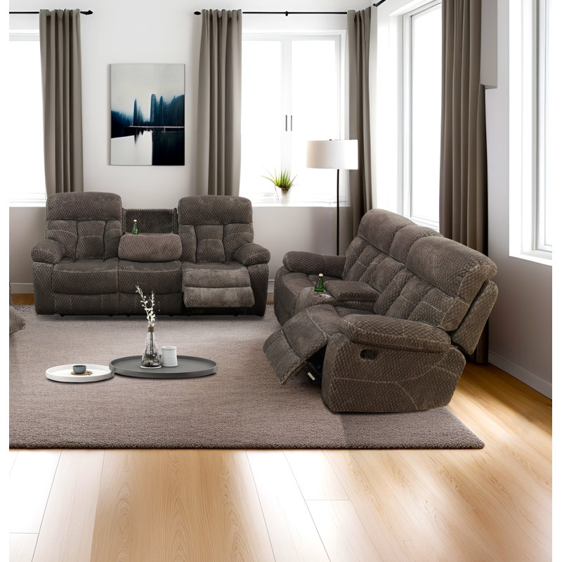 Ensemble de canapé et causeuse 2 pièces, Microfibre / microsuède gris chaud