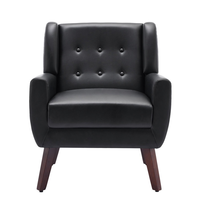 Fauteuil d'appoint Jaqueze, Similicuir noir