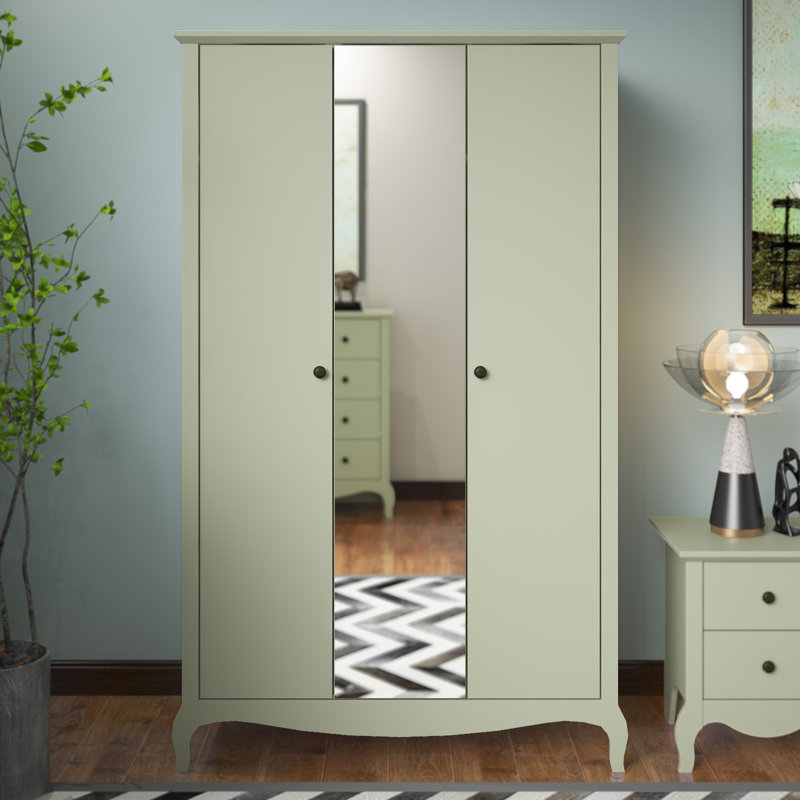 Sterra 3 Door Manufactured Wood Wardrobe, Sage Green