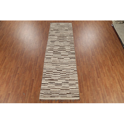 All-Over Striped Moroccan Oriental Runner Rug 4x14