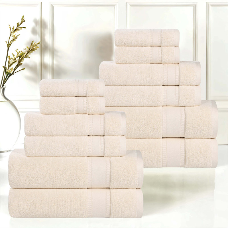 Coton absorbant doux Belmont, Ensemble de 12 serviettes, Ivoire ivoire