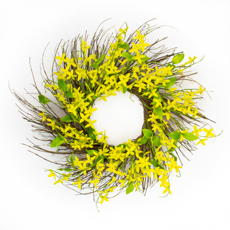 Forsythia Fields 22” Silk Wreath