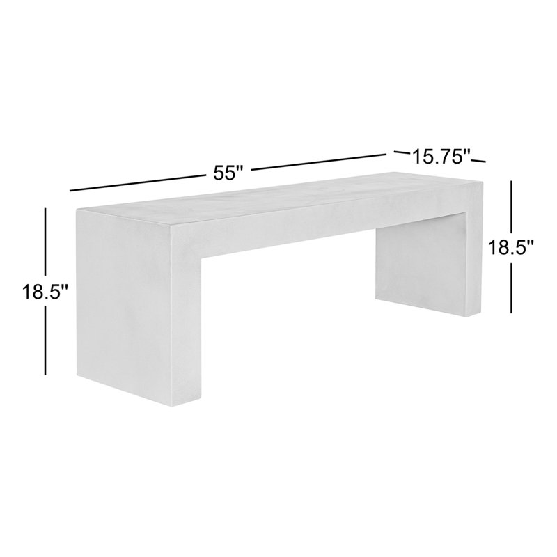 Lazarus Outdoor Dining Bench, White