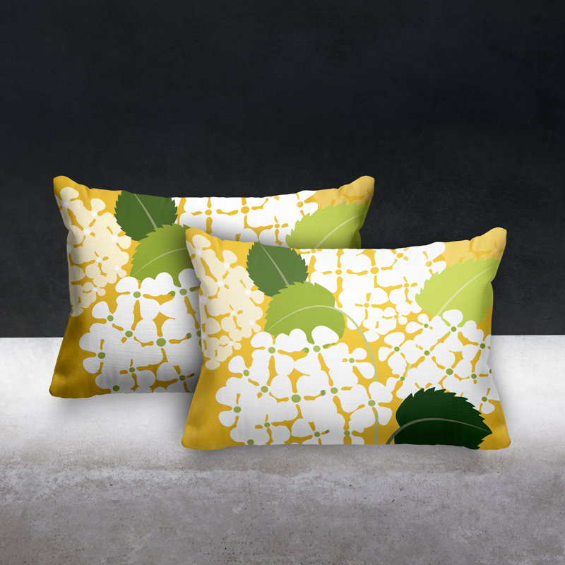 Polyester / Mélange de polyester Housse de coussin rectangulaire intérieure / extérieure lombaire et insert, Jaune