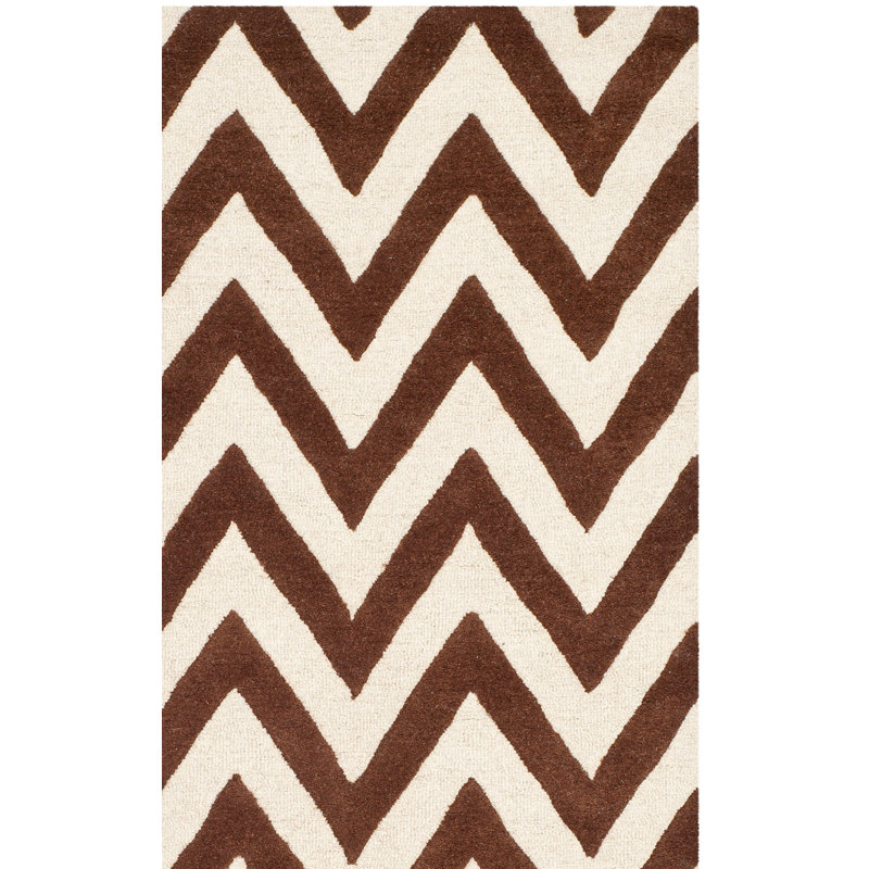 Sanyla Hand Tufted Wool Chevron Rug, Rectangle 4' x 6'