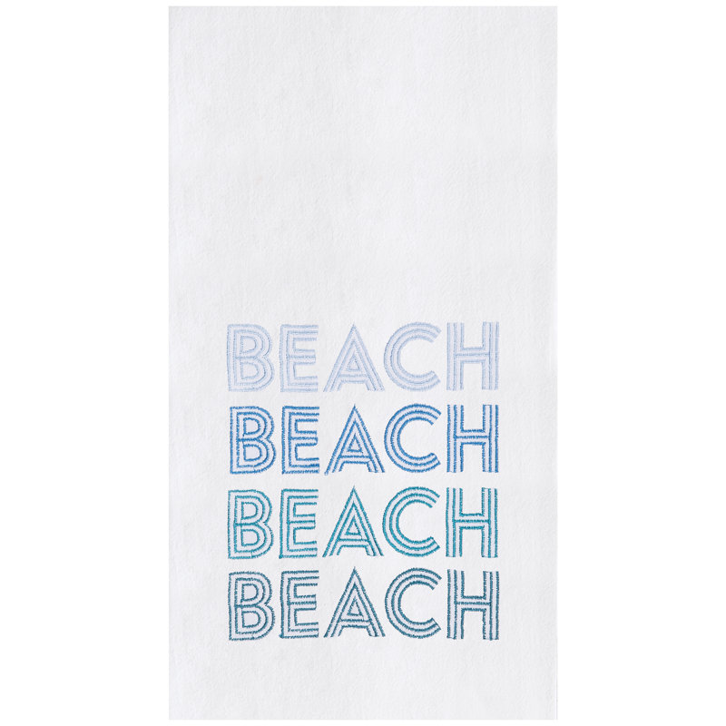 Serviette de cuisine en coton brodé Retro Beach