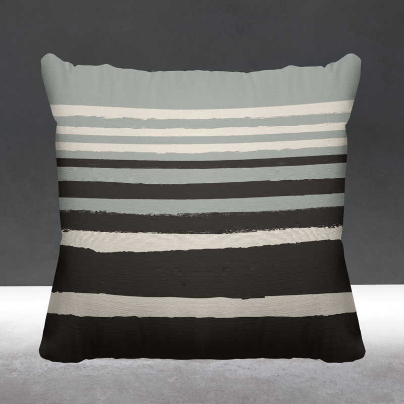 Coussin décoratif abstrait / minimaliste intérieur / extérieur, 15 po x 15 po, Gris, Carré