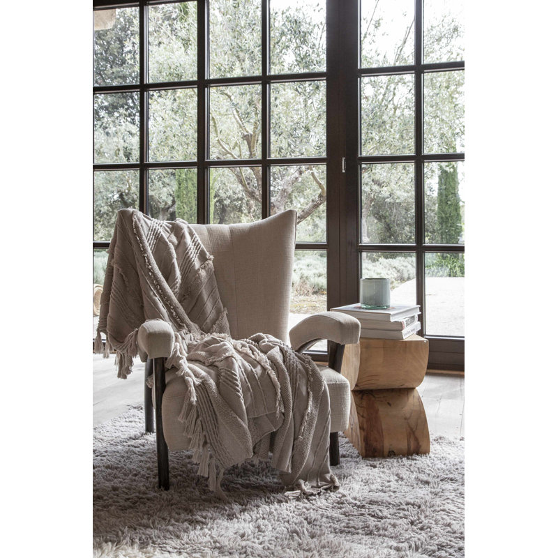 Free Your Soul Wool Striped Area Rug in White/Gray, Rectangle 6'7" x 9'10"