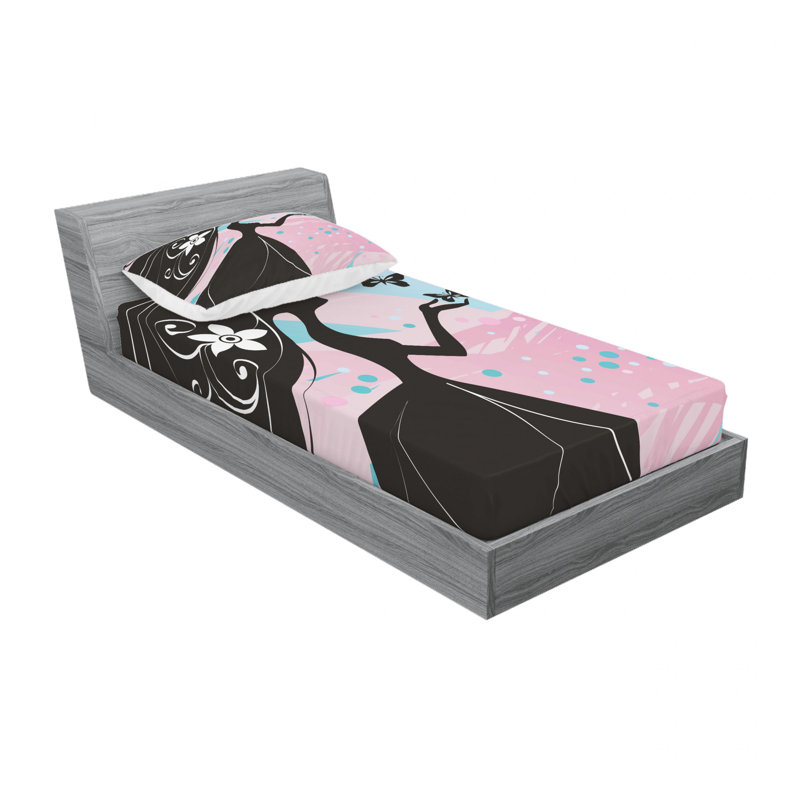 Ensemble de draps Madam Butterfly Head, Ensemble de draps pour lit simple avec drap-housse