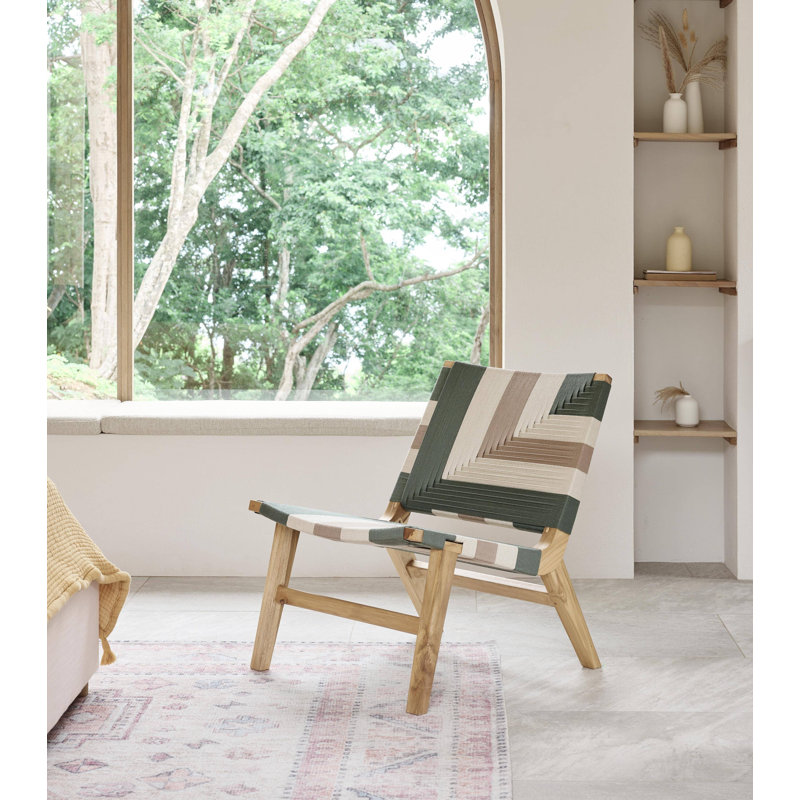 Casares Upholstered Accent Chair, Natural, Green Mojito