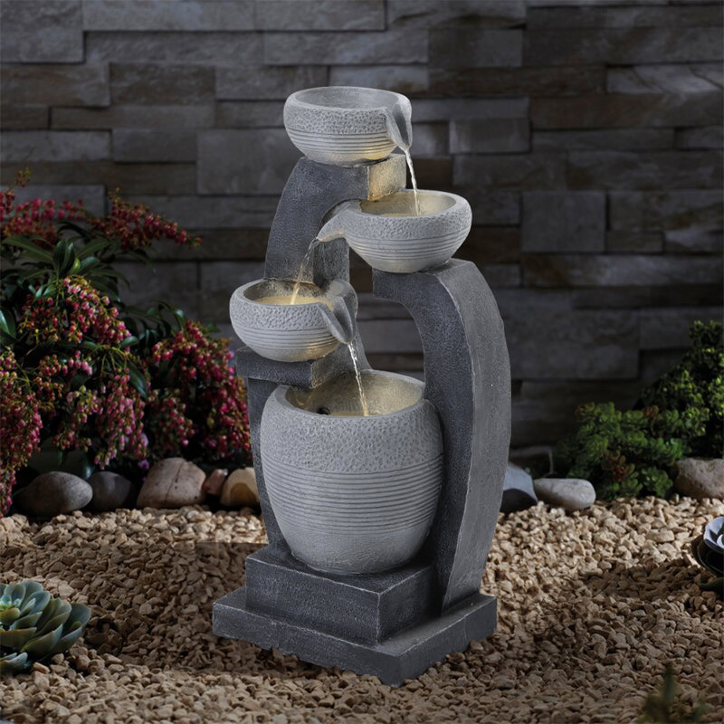 Outdoor Cascade Fountain with Lights