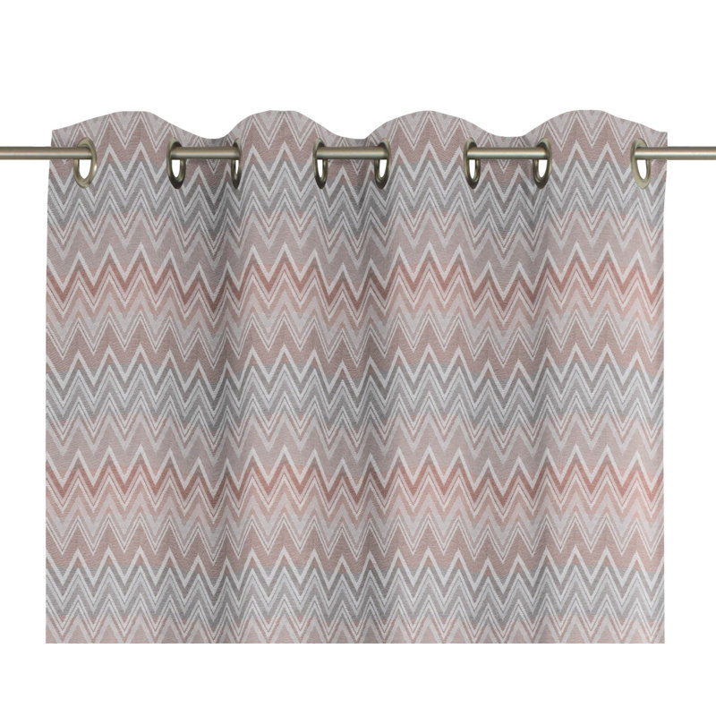 Kurtus Room Darkening Curtain Single Panel, 132cm Width x 145cm Drop, Pink/Light blue/Light grey