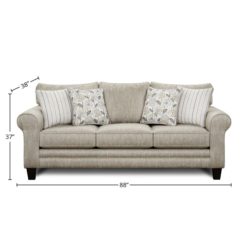 Canapé à accoudoirs arrondis avec coussins réversibles 88 po Aurora, Traverse, Beige, 100 % Polyester
