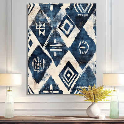 Indigo Tribal Pattern - People Metal Wall Decor, Global Inspired Metal Print