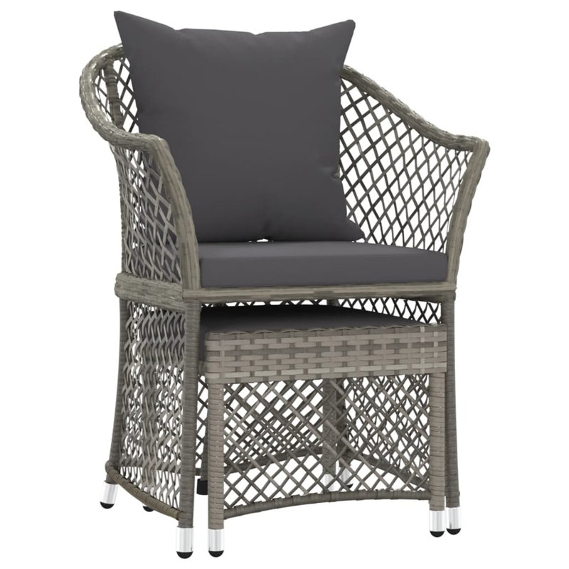 Wicker Outdoor Lounge Chair with Ottoman, Gray, Dark Gray
