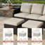 Ensemble de patio d'extérieur en osier de polyéthylène pour 5 personnes avec canapé 3 places, chaises, repose-pieds et coussins beiges-760887574