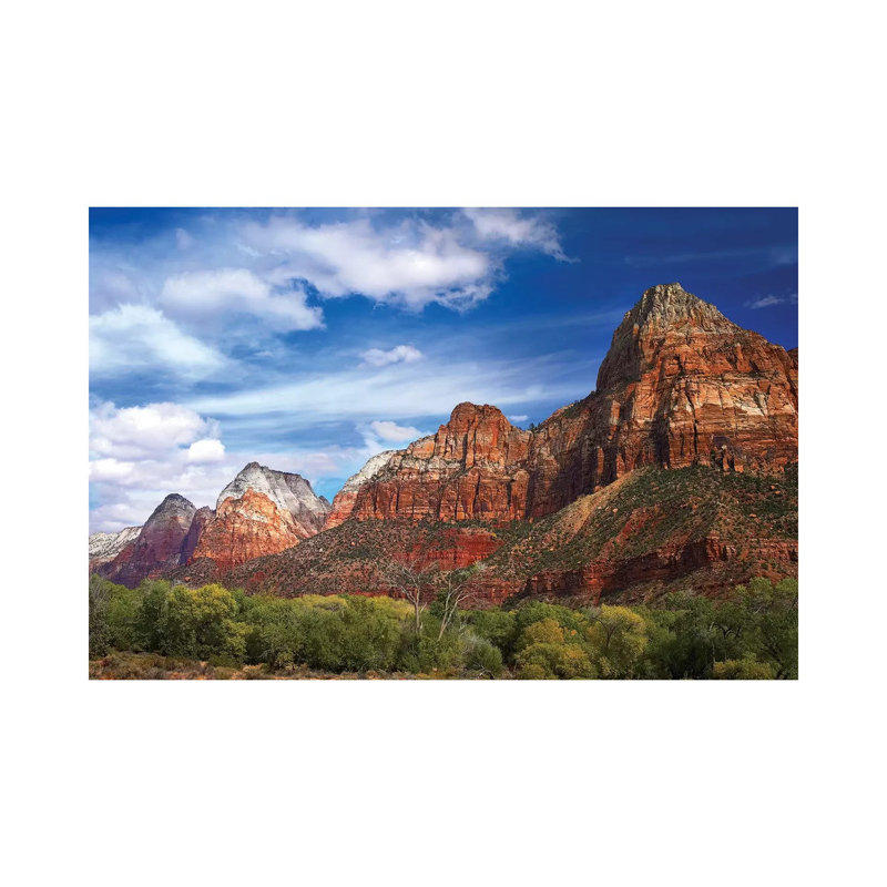 The Watchman, Outcropping Near South Entrance of Zion National Park, Cottonwoods in Foreground, Utah 1 Piece Wrapped Canvas Wall Art