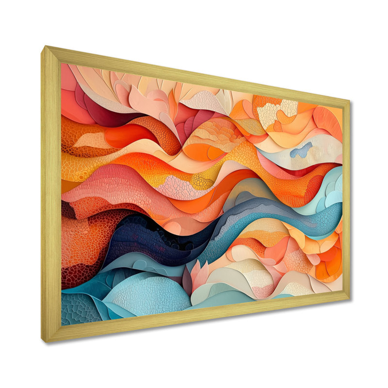 «Lowther», art mural sur toile «Biomorphism», H 30 po x l 40 po, Cadre simple, Doré