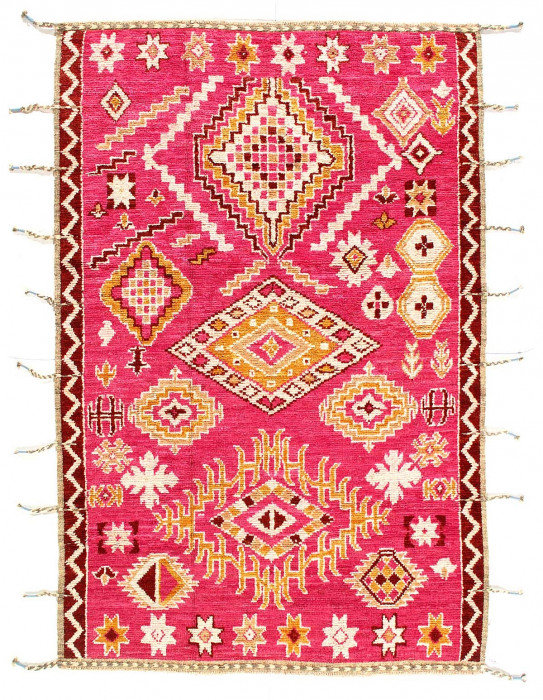 Tapis en laine d'agneau unique 5 pi 9 po x 8 pi 6 po Fraga