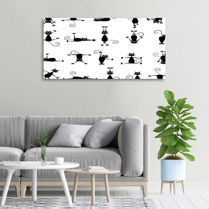 Cats Illustration - No Frame Print on Canvas