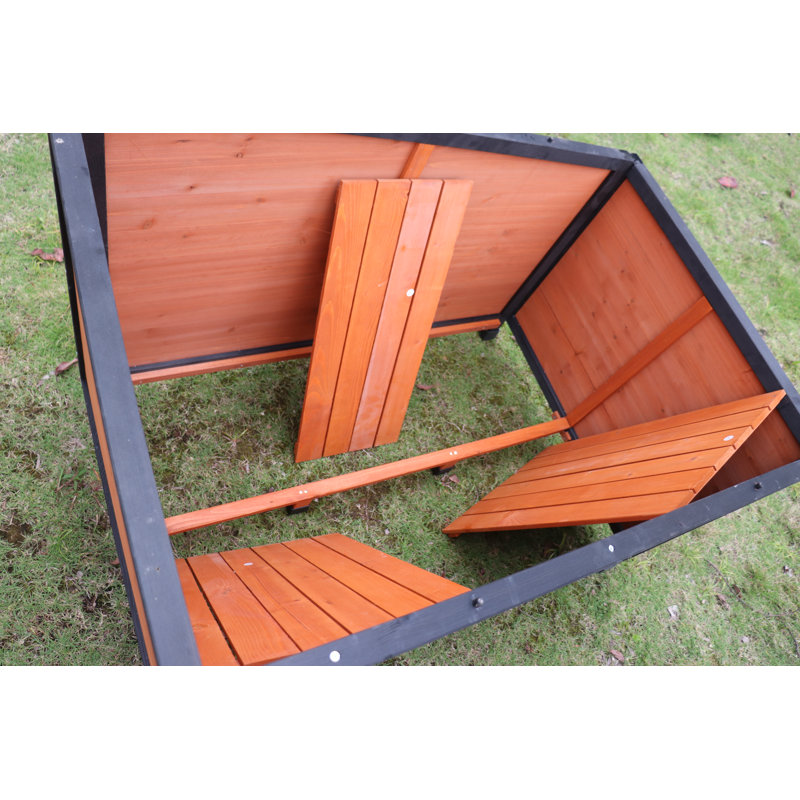 Niche pour chien de 46 po en bois pour grands chiens - extérieur / intérieur, résistante aux intempéries, avec pieds surélevés