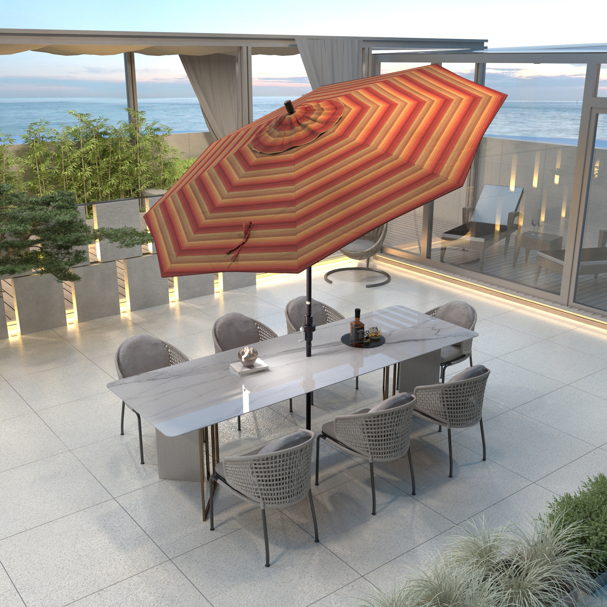 Garita 108'' Market Sunbrella® Umbrella, Bronze, Astoria Sunset Sunbrella®