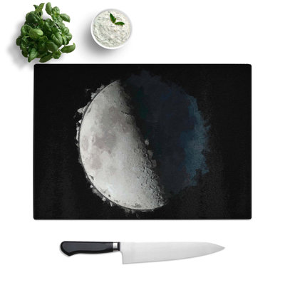 Glass First Quarter of The Moon in Abstract Chopping Board