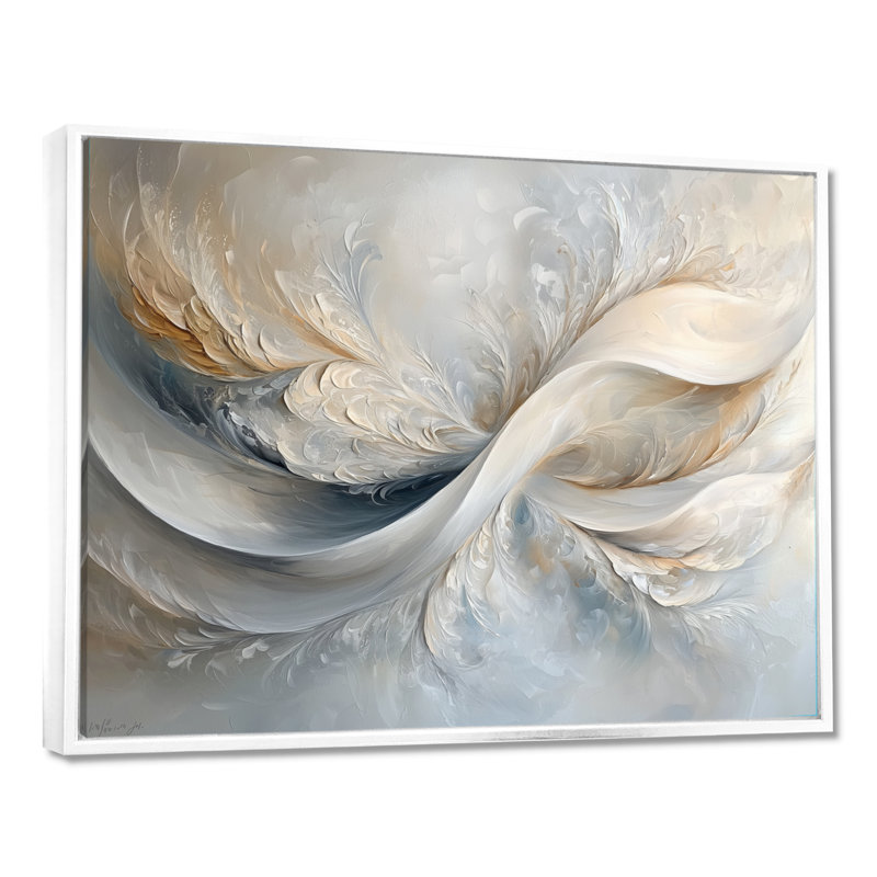 Weitzel gris, blanc, vagues de l'introspection II - Collages abstraits, art mural, H 24 po x l 32 po, Blanc