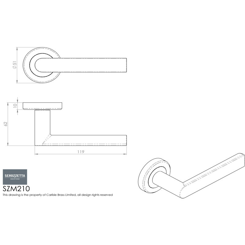 Serozzetta Latch Door Handle, Matt Black