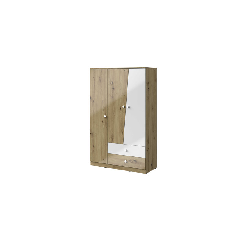 Nantes 3 Door Manufactured Wood Wardrobe, White High Gloss