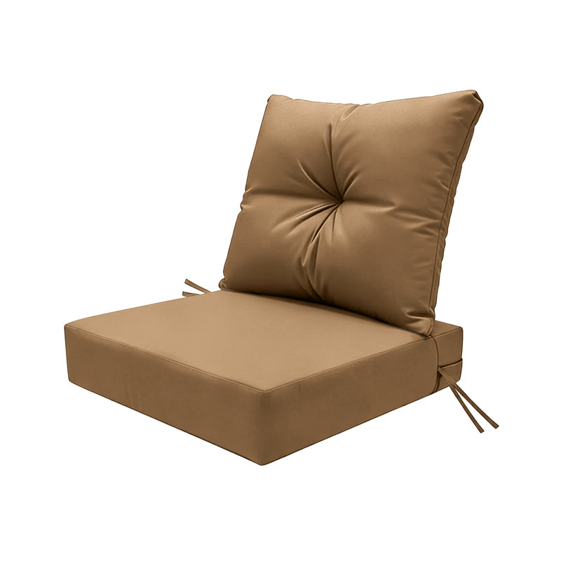 Outdoor Seat Cushion Set  24"W X 24"D X 4"T Waterproof & Fade Resistant Patio Furniture Cushions With Removable Zipper Cover, High-Resilience Foam For Chair Sofa Couch,Light Brown