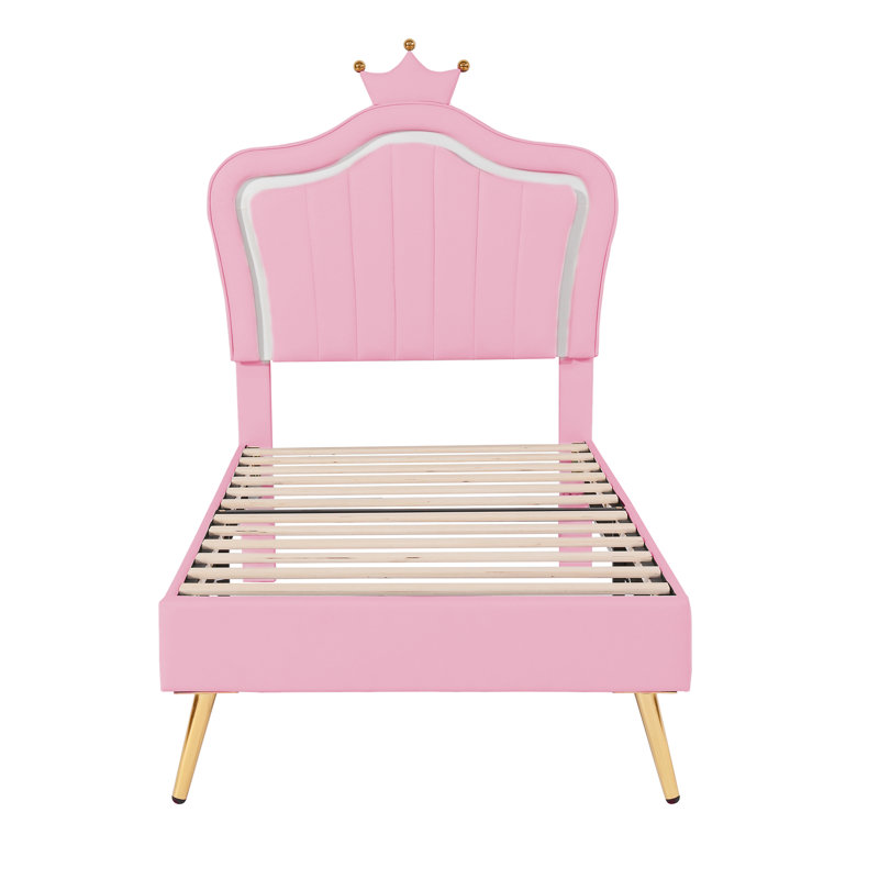 Jaran Upholstered Bed, 90 x 200cm, Pink