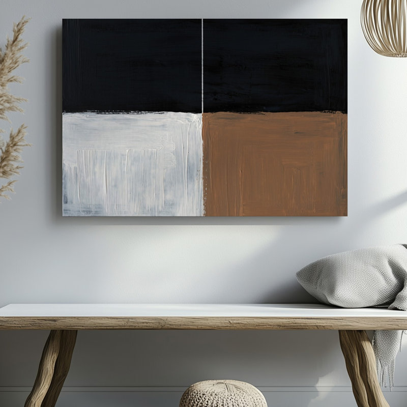 Toile, création d'une œuvre d'art abstraite minimaliste mettant en vedette un art mural divisé vertical central mettant en vedette une transition douce