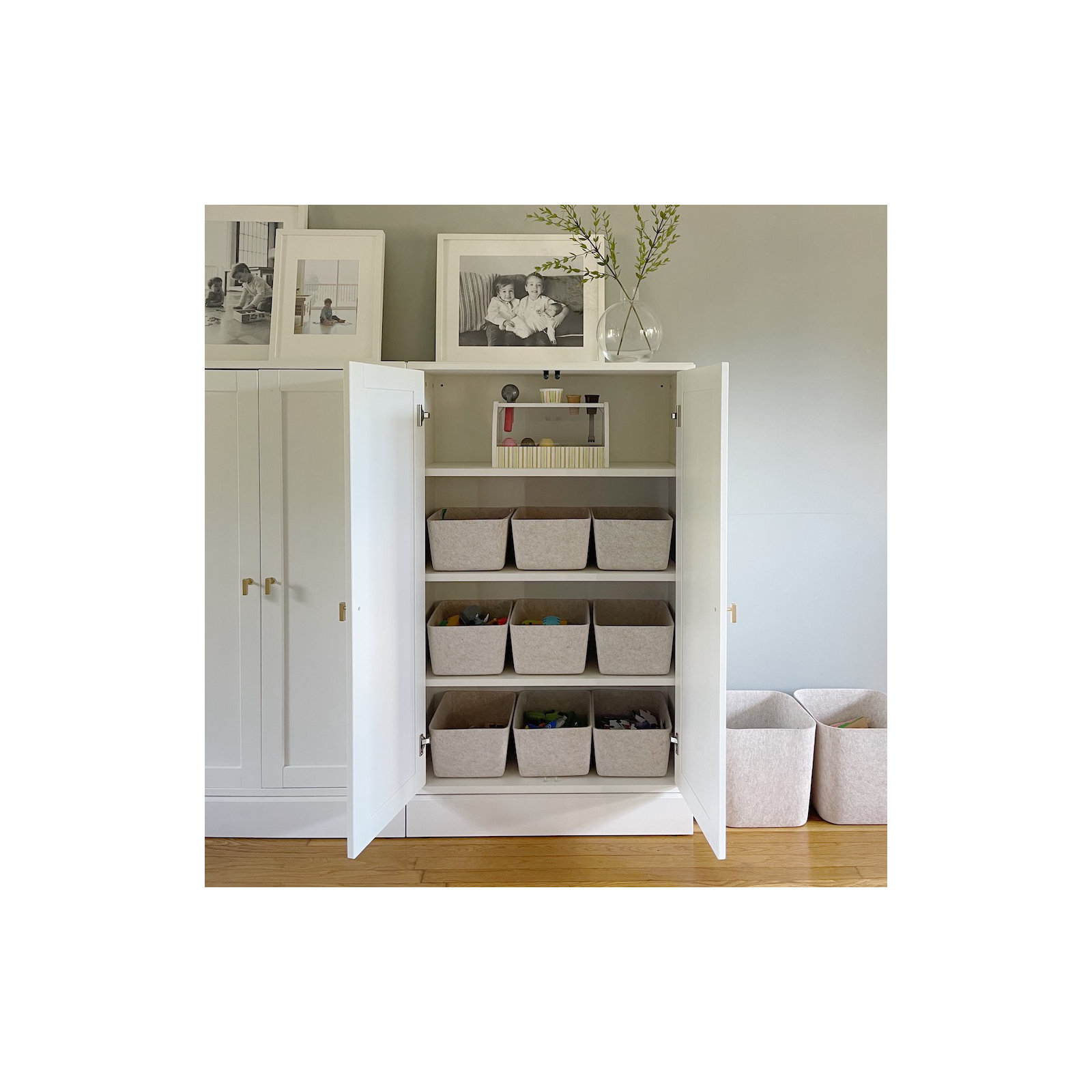Sculpted Felt Storage Wide Bin, Stone