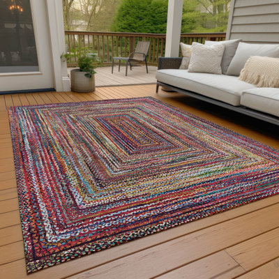 Machine Washable Indoor/Outdoor Xhevrie ACN1725 Paprika 1'8" x 2'6" Rug