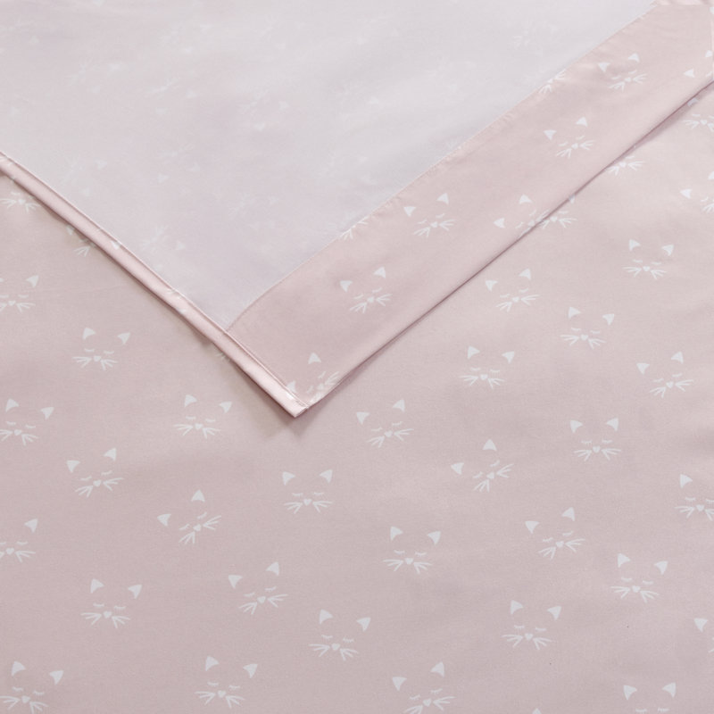 Queen Pink Microfiber Cat Print Sheet Set