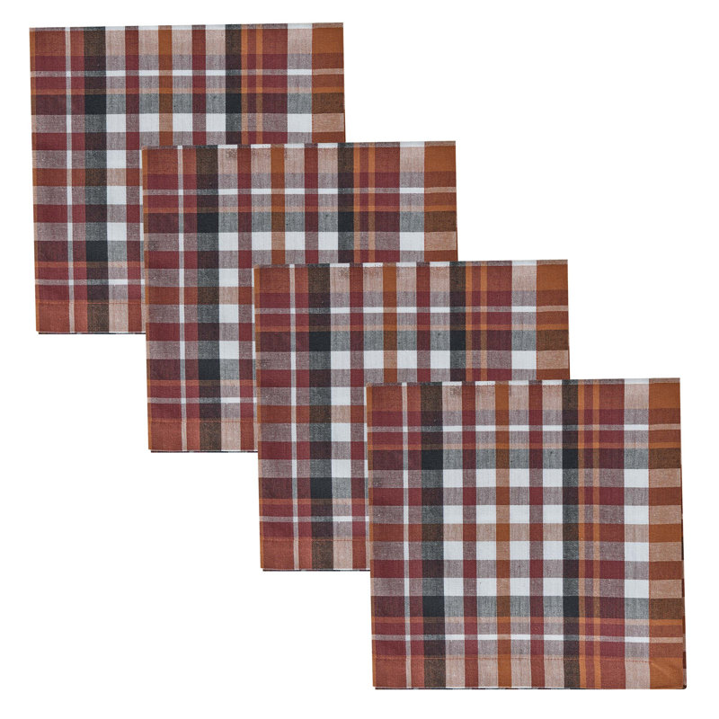  Ensemble de 4 serviettes de table Russett, Carreaux rouges