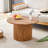 A Modern Circular Coffee Table With A Diameter Of 27.5 Inches Interprets Home Aesthetics And Practicality. MDF Material,Cylindrical Table Leg Design.Becoming The Visual Focal Point Of Home Decoration.