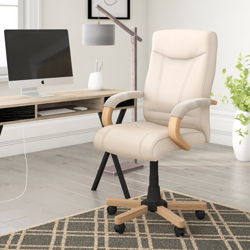 Wade Logan Hinnenkamp Executive Chair, Cream, Oak